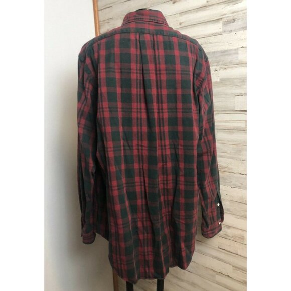 Ralph Lauren Polo Men's Dark Red & Green Plaid Button-Down Shirt 100% Cotton XL - Picture 4 of 5